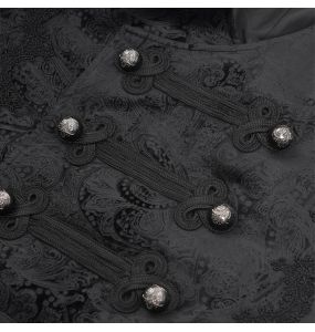 Gilet Gothique Victorien 'Dante' en Velours Noir