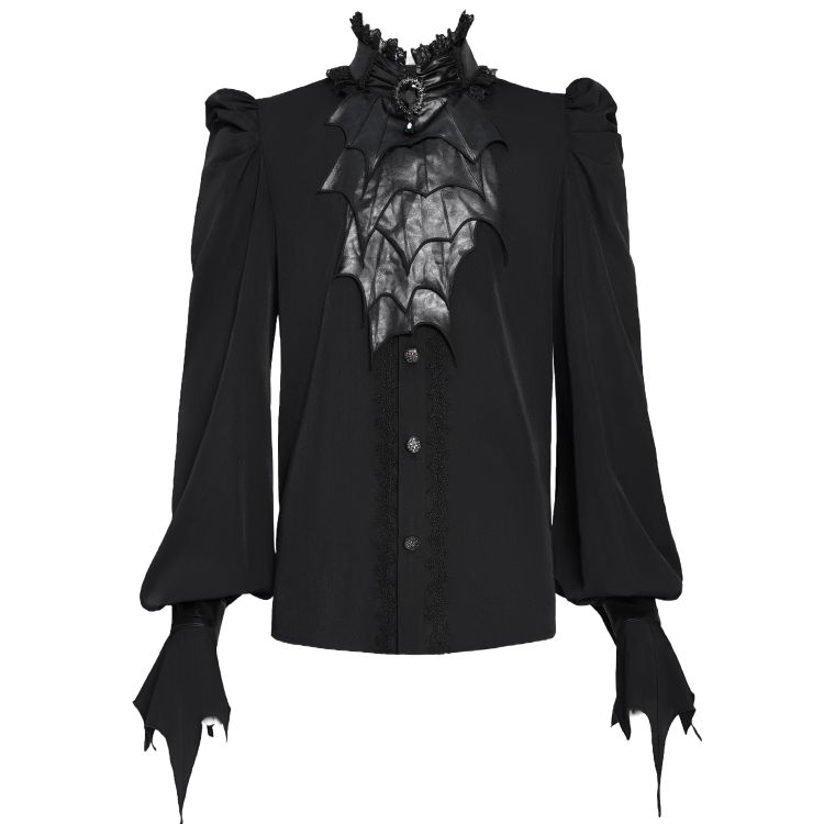 Black Chiffon 'Bat Tie' Gothic Shirt
