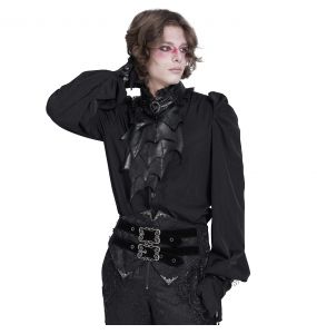 Black Chiffon 'Bat Tie' Gothic Shirt