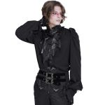 Black Chiffon 'Bat Tie' Gothic Shirt