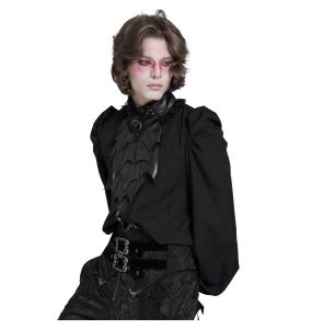 Black Chiffon 'Bat Tie' Gothic Shirt