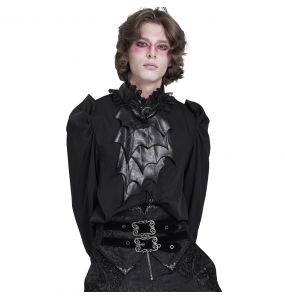 Black Chiffon 'Bat Tie' Gothic Shirt