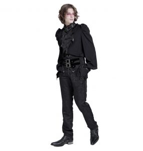 Black Chiffon 'Bat Tie' Gothic Shirt