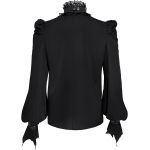 Chemise Gothique 'Bat Tie' en Mousseline Noire