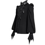 Black Chiffon 'Bat Tie' Gothic Shirt