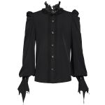 Chemise Gothique 'Bat Tie' en Mousseline Noire