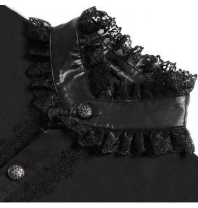 Chemise Gothique 'Bat Tie' en Mousseline Noire