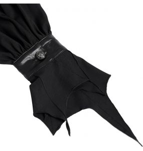 Chemise Gothique 'Bat Tie' en Mousseline Noire