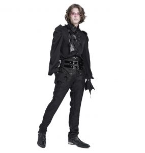 Pantalon Taille Haute 'Iancu' Noir avec Ceinture