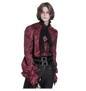Red Jacquard 'Iancu' Victorian Shirt