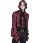 Red Jacquard 'Iancu' Victorian Shirt