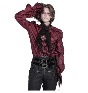 Red Jacquard 'Iancu' Victorian Shirt