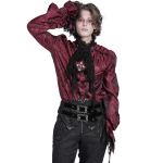 Red Jacquard 'Iancu' Victorian Shirt