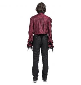 Red Jacquard 'Iancu' Victorian Shirt