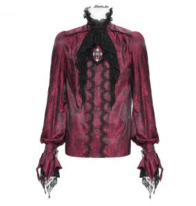 Red Jacquard 'Iancu' Victorian Shirt