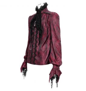 Red Jacquard 'Iancu' Victorian Shirt