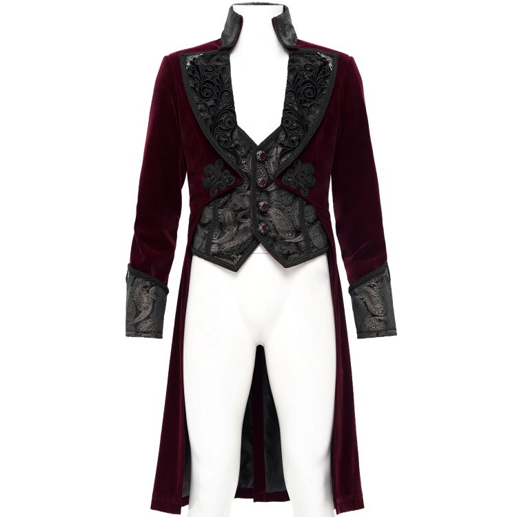 Veste Queue de Pie 'Dante' en Velours Bordeaux