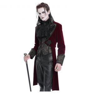 Burgundy Velvet 'Dante' Tailcoat Jacket