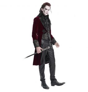 Burgundy Velvet 'Dante' Tailcoat Jacket