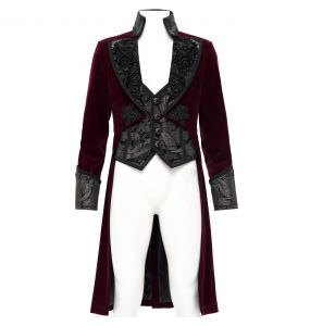 Burgundy Velvet 'Dante' Tailcoat Jacket