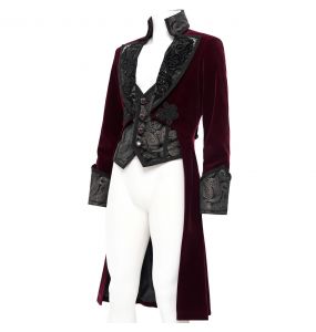 Veste Queue de Pie 'Dante' en Velours Bordeaux
