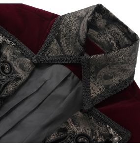 Veste Queue de Pie 'Dante' en Velours Bordeaux