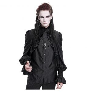 Black Jacquard 'Hemlock' Victorian Shirt