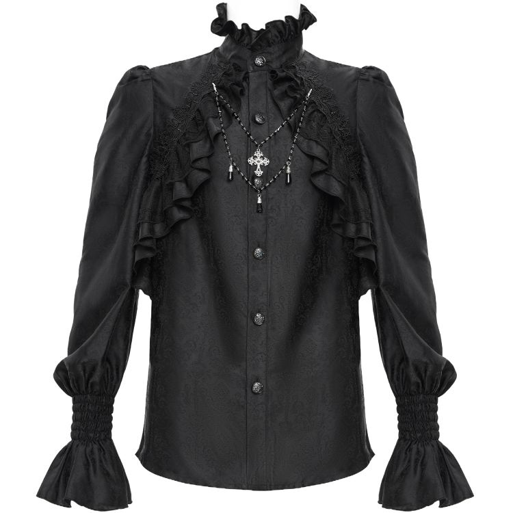 Black Jacquard 'Hemlock' Victorian Shirt