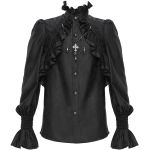 Chemise Victorienne 'Hemlock' en Jacquard Noir