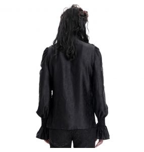 Chemise Victorienne 'Hemlock' en Jacquard Noir
