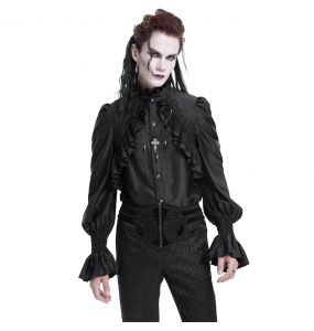 Chemise Victorienne 'Hemlock' en Jacquard Noir