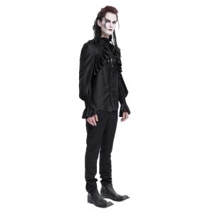 Chemise Victorienne 'Hemlock' en Jacquard Noir