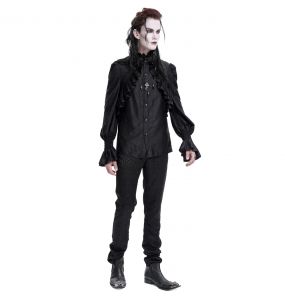 Black Jacquard 'Hemlock' Victorian Shirt