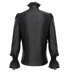 Chemise Victorienne 'Hemlock' en Jacquard Noir