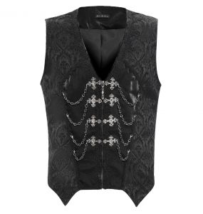 Gilet Gothique 'Hemlock' en Jacquard Noir