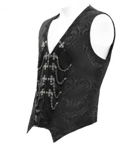 Gilet Gothique 'Hemlock' en Jacquard Noir