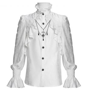 Chemise Victorienne 'Hemlock' en Jacquard Blanc
