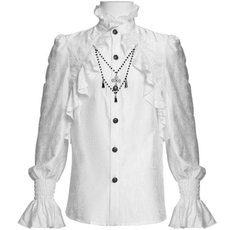 White Jacquard 'Hemlock' Victorian Shirt