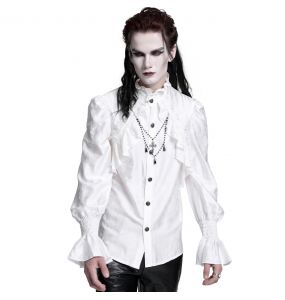 White Jacquard 'Hemlock' Victorian Shirt