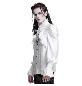 White Jacquard 'Hemlock' Victorian Shirt