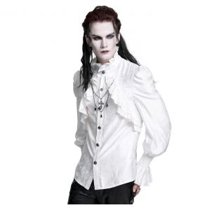 Chemise Victorienne 'Hemlock' en Jacquard Blanc
