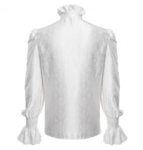 Chemise Victorienne 'Hemlock' en Jacquard Blanc