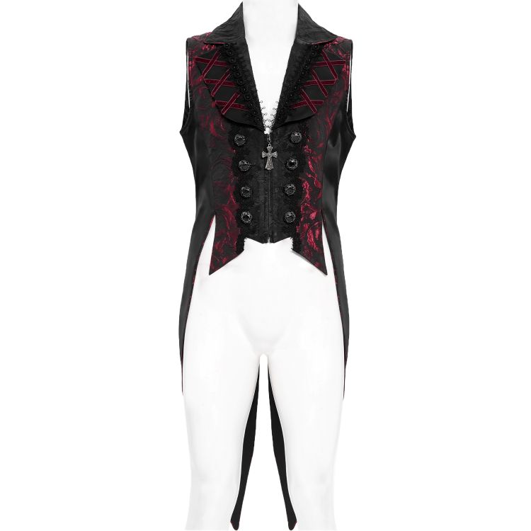 Gilet Queue de Pie 'Payne' en Jacquard Noir et Rose