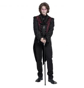 Black and Pink Jacquard 'Payne' Swallowtail Vest