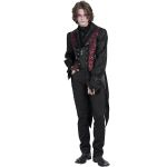 Black and Pink Jacquard 'Payne' Swallowtail Vest