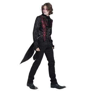 Gilet Queue de Pie 'Payne' en Jacquard Noir et Rose