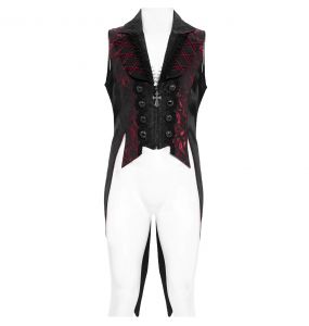 Gilet Queue de Pie 'Payne' en Jacquard Noir et Rose