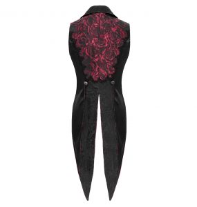 Black and Pink Jacquard 'Payne' Swallowtail Vest