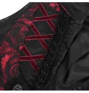 Gilet Queue de Pie 'Payne' en Jacquard Noir et Rose