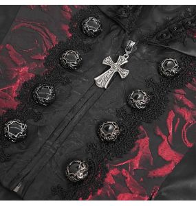 Black and Pink Jacquard 'Payne' Swallowtail Vest